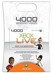 Xbox 360 Live 4000 points card